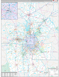 Charlotte-Concord-Gastonia Metro Area Wall Map Premium Style 2026
